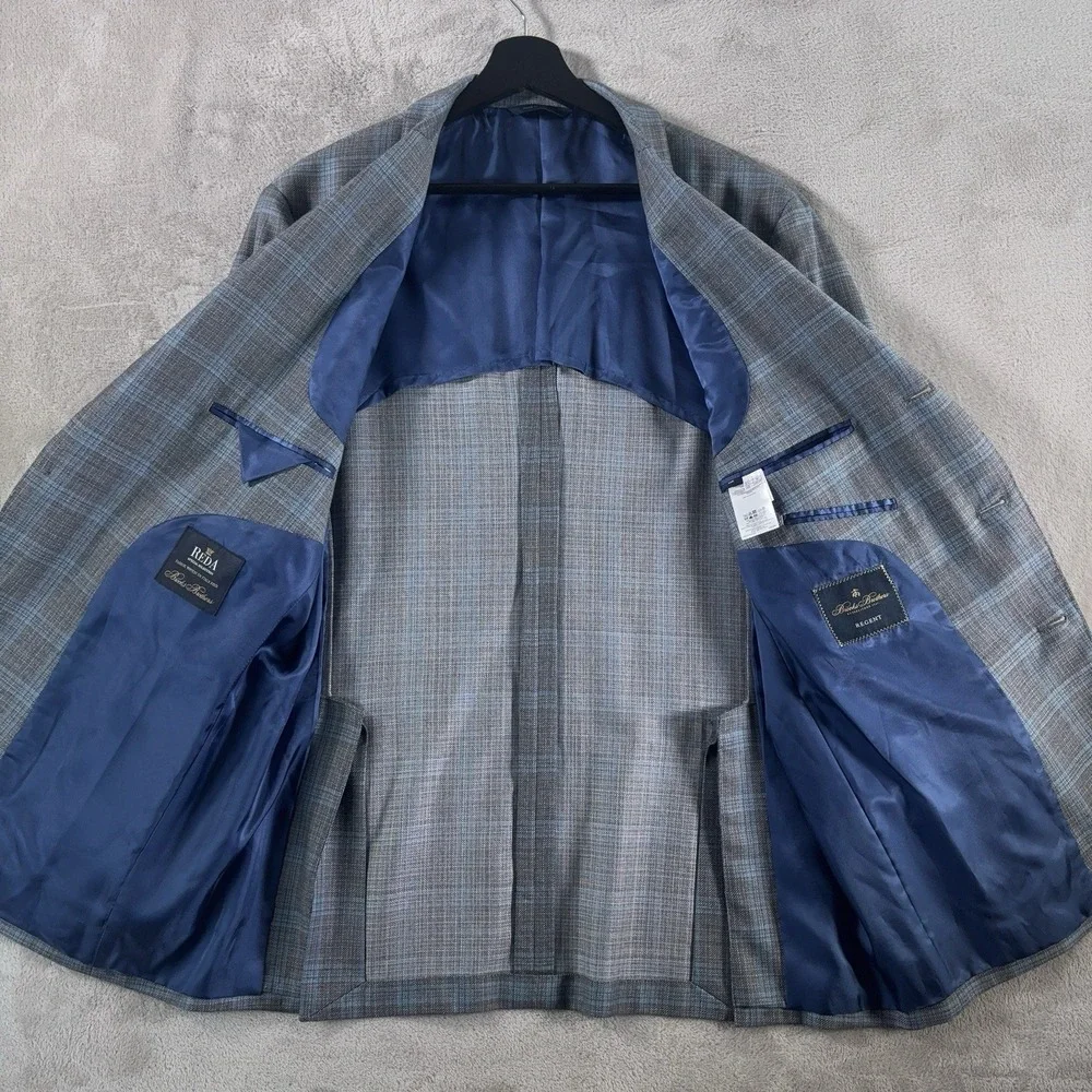 Brooks Brothers Regent Fit Blazer Mens 44R Gray Reda Wool Geometric Coat